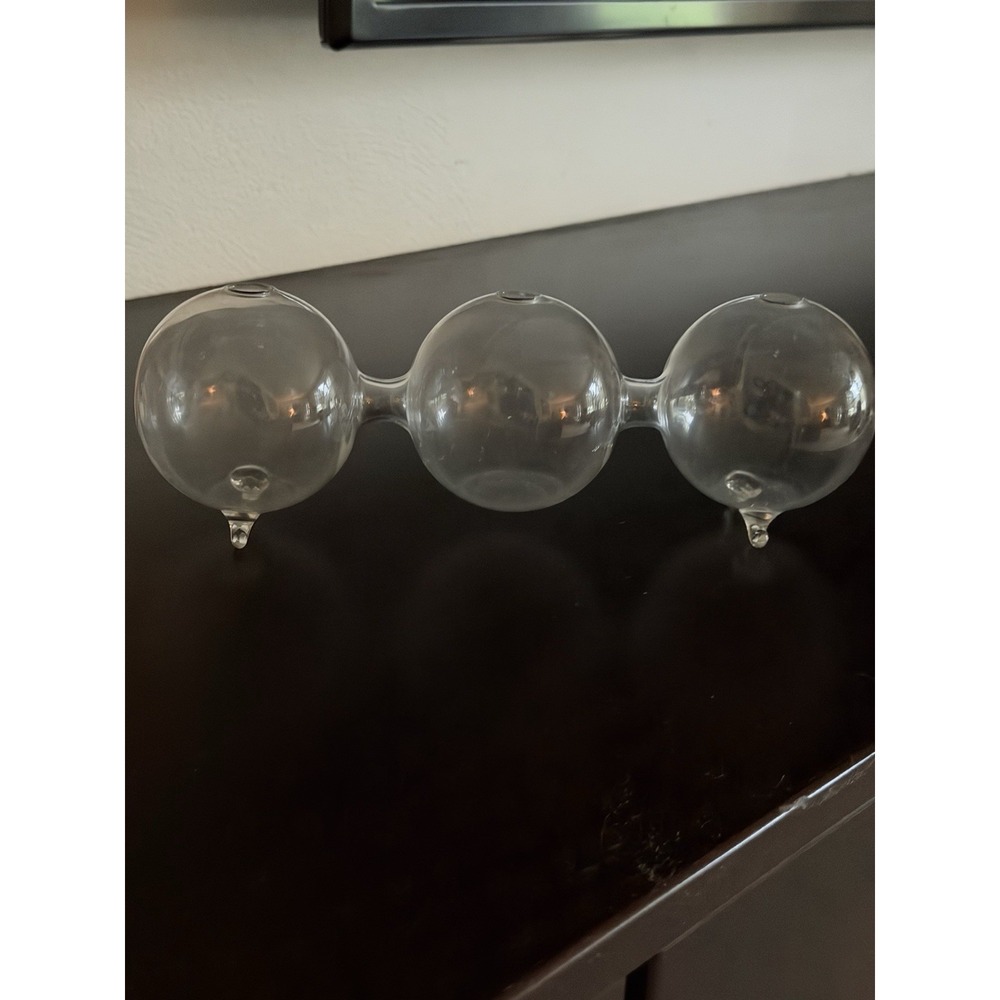 Vintage Handblown 3-Orb Glass Plant Propagation Station Terrarium Vase